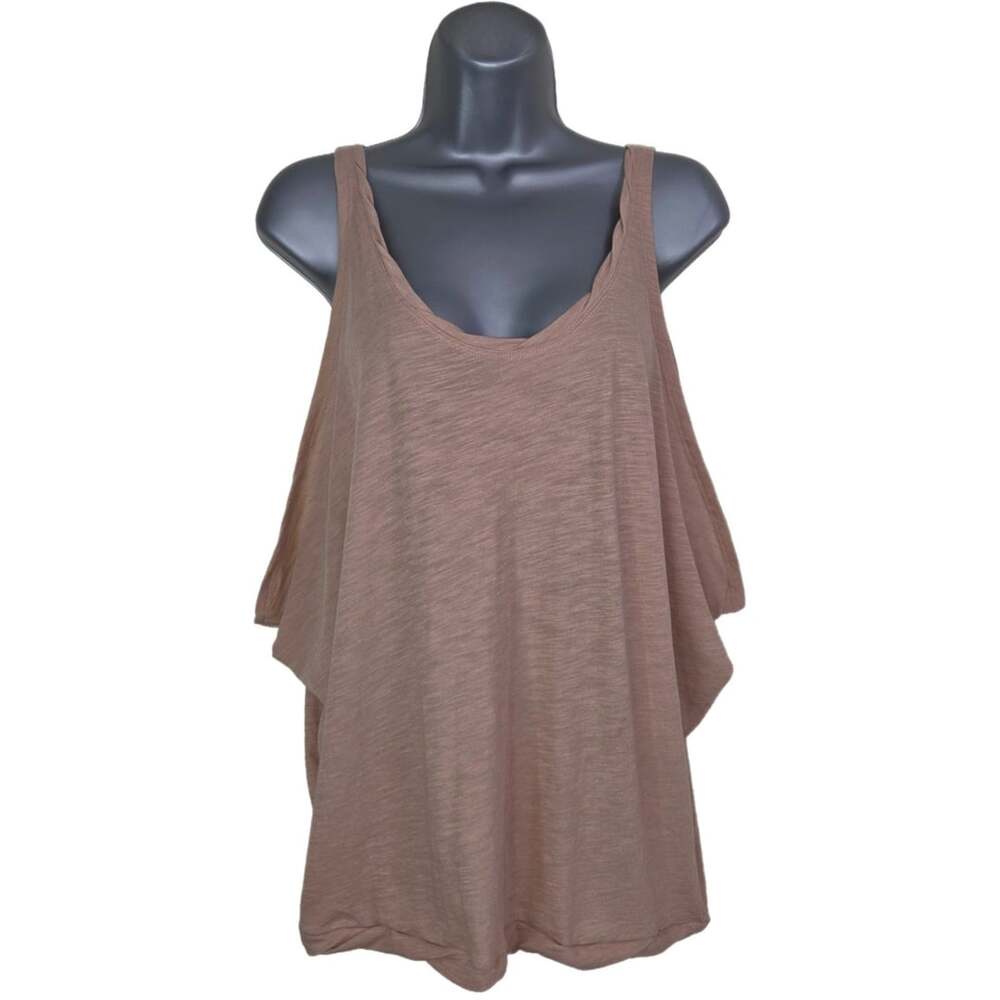 We The Free Free People Brown Asymmetrical Draped Tank Top Size L